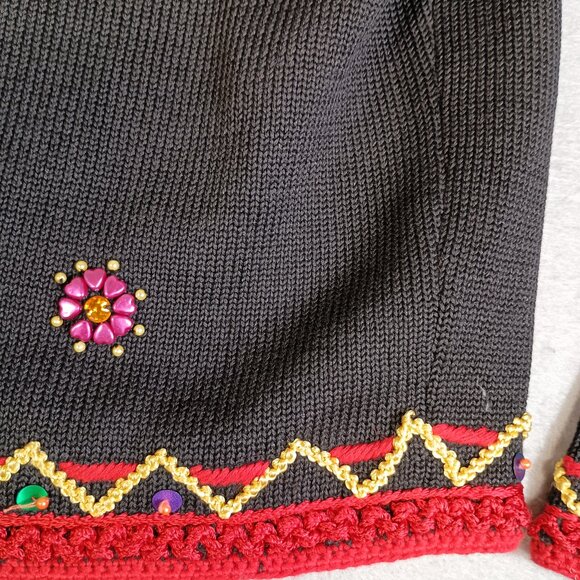 Vintage Michael Simon Women L Christmas Embroidered Full Zip Cardigan Sweater - Picture 6 of 16